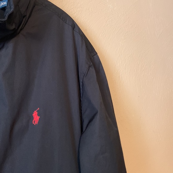 Polo by Ralph Lauren size XXL black coat red horse logo zipper pockets hood - Picture 4 of 11